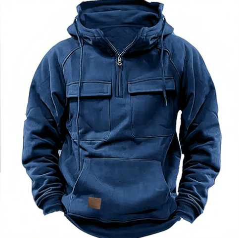 Men's Zip-up Hoodies Sweatshirt with Drawstring and Pocket Design