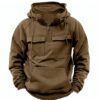 Men's Zip-up Hoodies Sweatshirt with Drawstring and Pocket Design