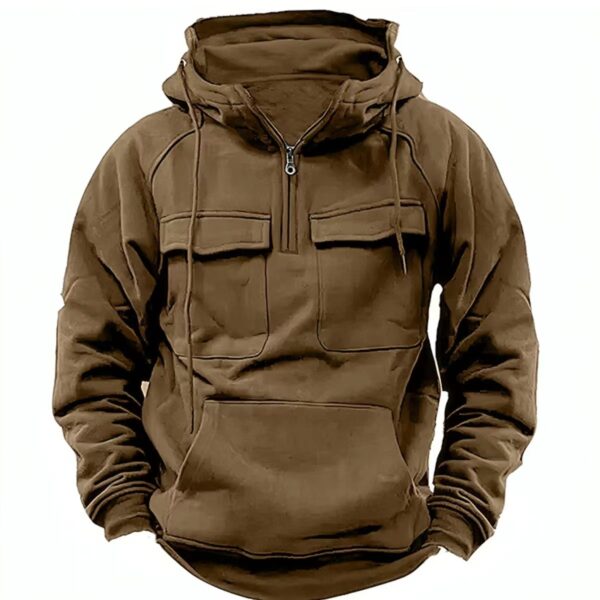 Men's Zip-up Hoodies Sweatshirt with Drawstring and Pocket Design