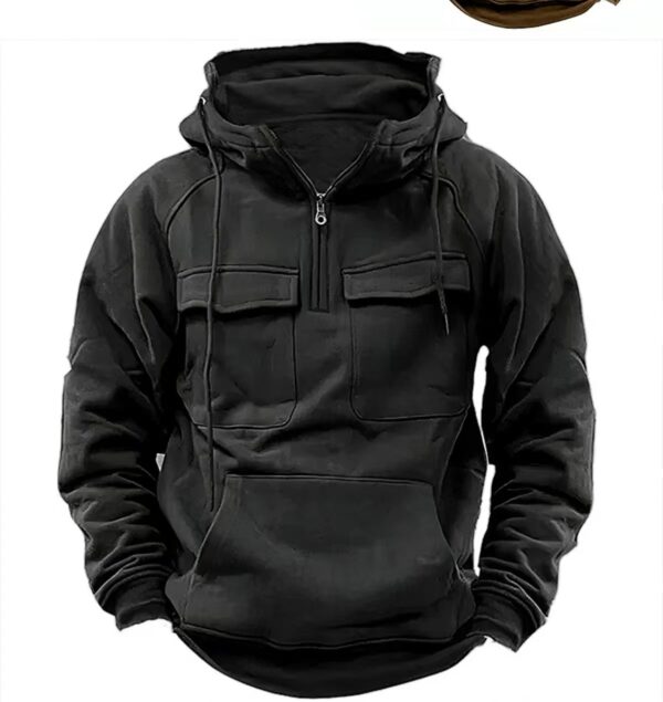 Men's Zip-up Hoodies Sweatshirt with Drawstring and Pocket Design