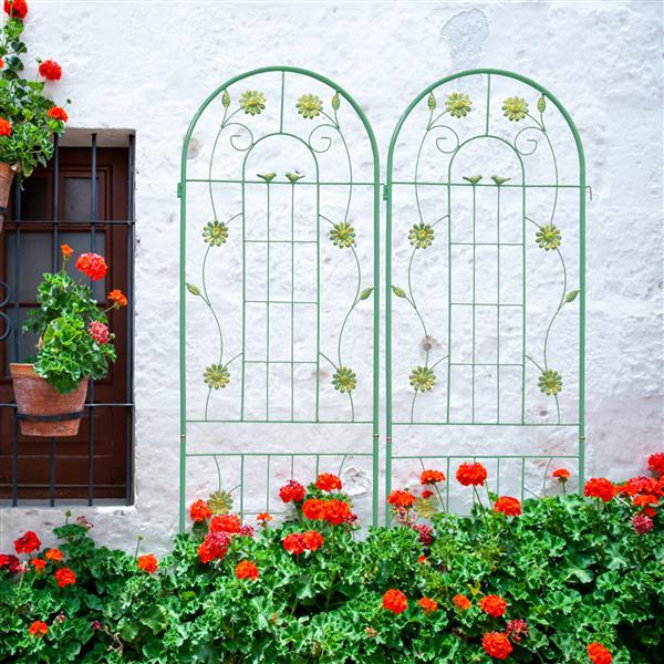 Metal Garden Trellis for Climbing Plants Outdoor Flower Stand - Green Metal Garden Trellis for Climbing Plants Outdoor Flower Stand - Green