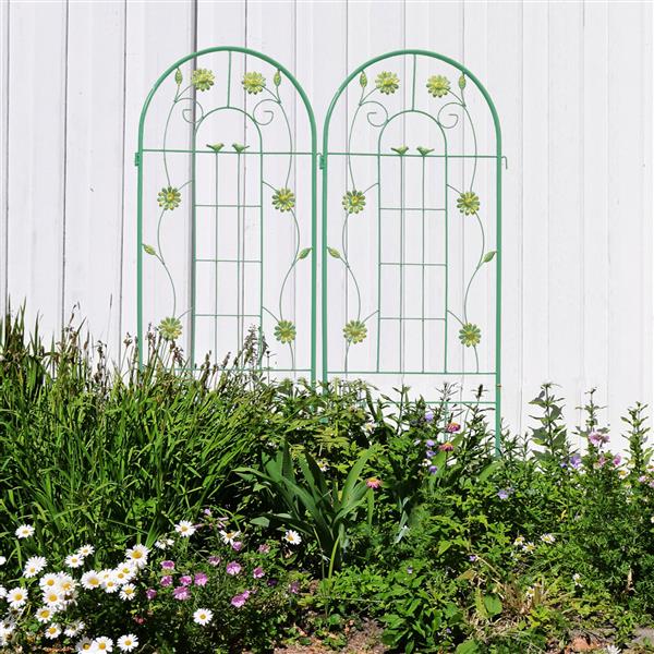 Metal Garden Trellis for Climbing Plants Outdoor Flower Stand - Green Metal Garden Trellis for Climbing Plants Outdoor Flower Stand - Green