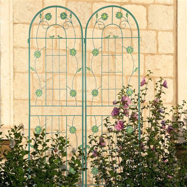 Metal Garden Trellis for Climbing Plants Outdoor Flower Stand - Green Metal Garden Trellis for Climbing Plants Outdoor Flower Stand - Green