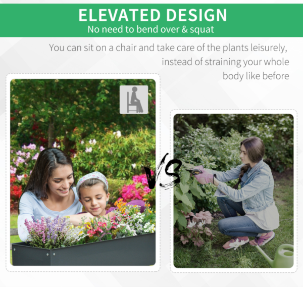 Metal Raised Garden Bed Planter Box 40 X 12 X 32 Dark Grey Durable Metal Raised Garden Bed Planter Box 40 X 12 X 32 Dark Grey Durable