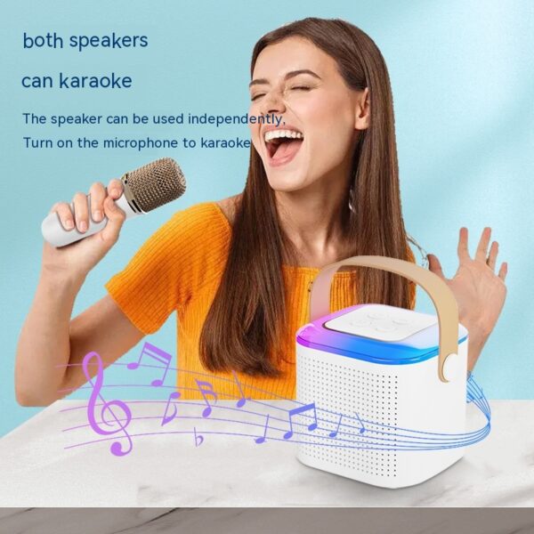 Microphone Karaoke Machine Bluetooth-compatible Speaker with 2 Wireless Microphone Karaoke Machine Bluetooth-compatible Speaker with 2 Wireless