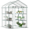 Mini Walk-in Greenhouse Kit Portable Green House with 3 Tier Shelves