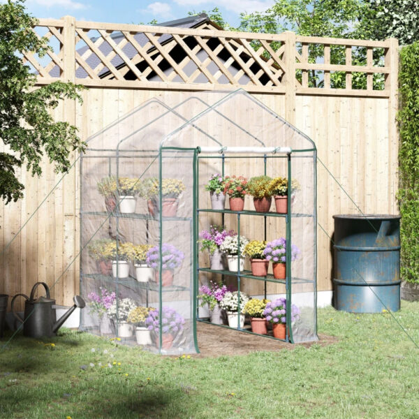 Mini Walk-in Greenhouse Kit Portable Green House with 3 Tier Shelves