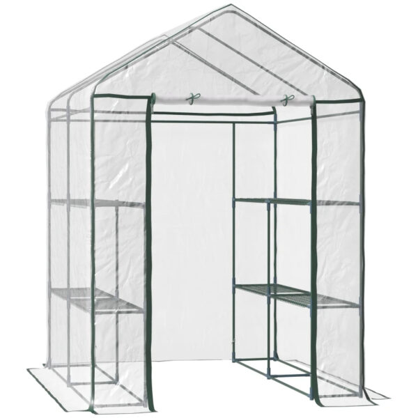 Mini Walk-in Greenhouse Kit Portable Green House with 3 Tier Shelves