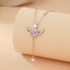 Moving Cupid Heart Angel Wings Tassel Necklace with Crystal Clavicle