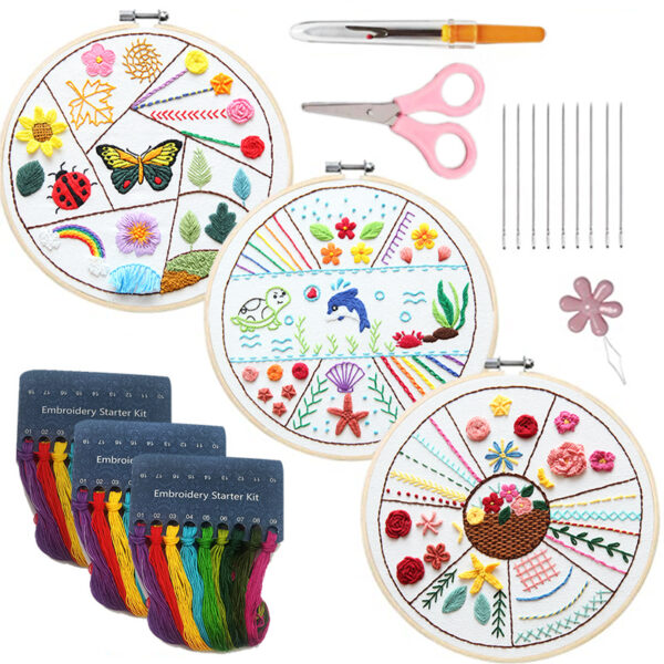 Needle Practice Flower and Animal Cross Three-piece Set Needle Practice Flower and Animal Cross Three-piece Set
