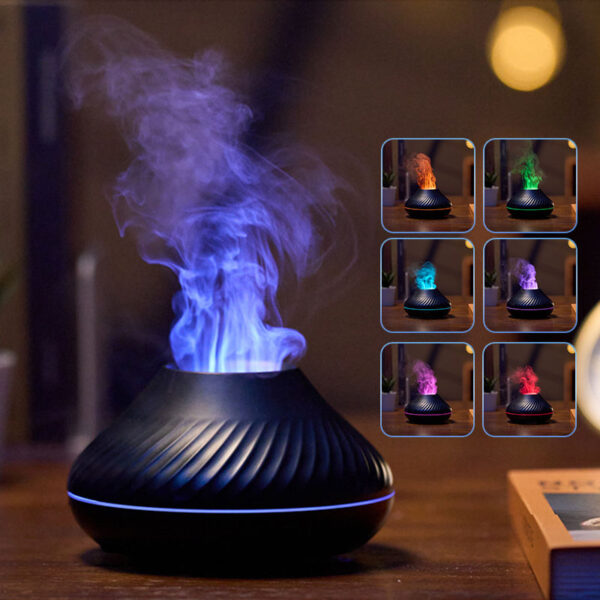 Newest RGB Flame Aroma Diffuser 130Ml 3d Colorful Humidifier Fire