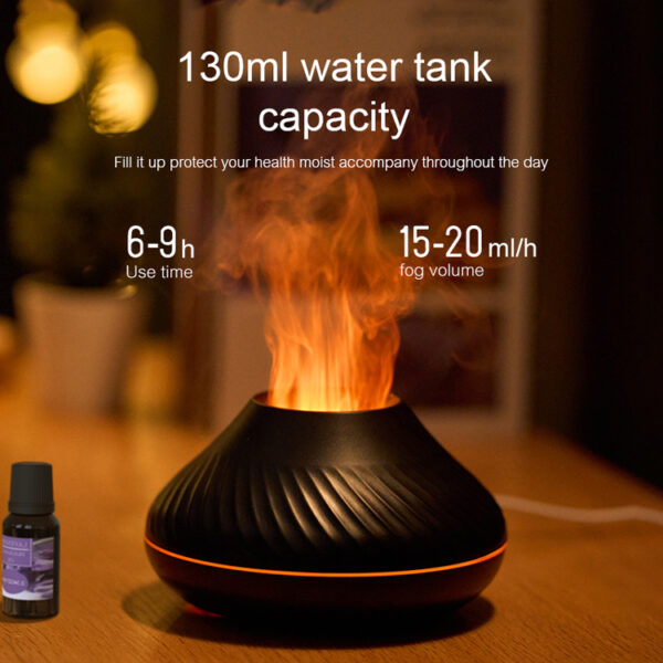 Newest RGB Flame Aroma Diffuser 130Ml 3d Colorful Humidifier Fire