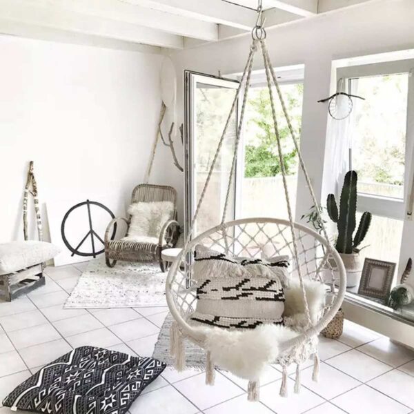 Nordic Style Round Hammock Outdoor Indoor Dormitory Bedroom Hanging