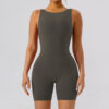 Nude Feel Hollow-out Beauty Back Yoga Jumpsuit Shorts for Women