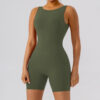 Nude Feel Hollow-out Beauty Back Yoga Jumpsuit Shorts for Women