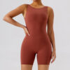 Nude Feel Hollow-out Beauty Back Yoga Jumpsuit Shorts for Women