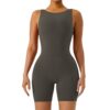 Nude Feel Hollow-out Beauty Back Yoga Jumpsuit Shorts for Women