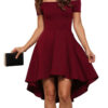 One Shoulder Short Sleeve and Large Swallowtail Skirt