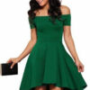 One Shoulder Short Sleeve and Large Swallowtail Skirt