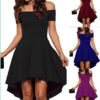 One Shoulder Short Sleeve and Large Swallowtail Skirt