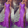 One-shoulder Sleeveless Bronzing Split Dress One-shoulder Sleeveless Bronzing Split Dress