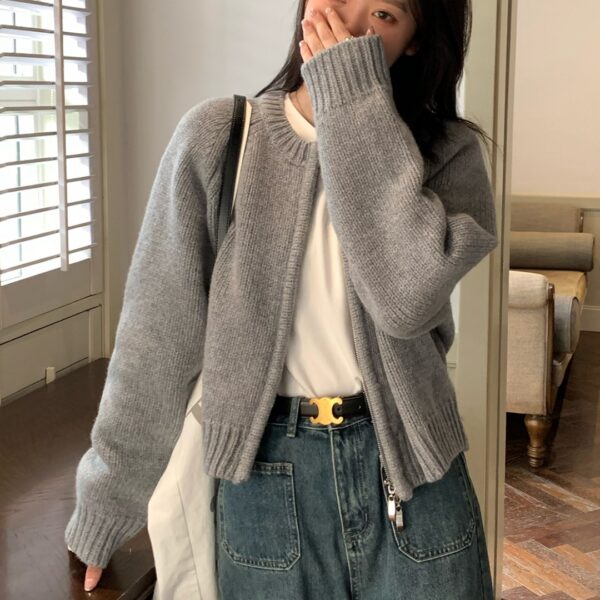 Orange Zipper Sweater Cardigan for Women Orange Zipper Sweater Cardigan for Women