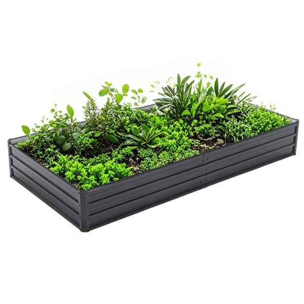 Outdoor Galvanized Raised Garden Bed Kit Black Rectangle Planter