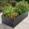 Outdoor Galvanized Raised Garden Bed Kit Black Rectangle Planter Outdoor Galvanized Raised Garden Bed Kit Black Rectangle Planter