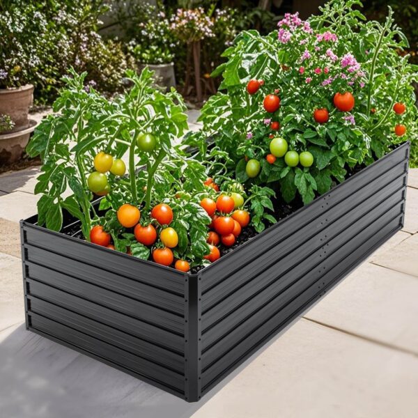 Outdoor Galvanized Raised Garden Bed Kit Black Rectangle Planter Outdoor Galvanized Raised Garden Bed Kit Black Rectangle Planter