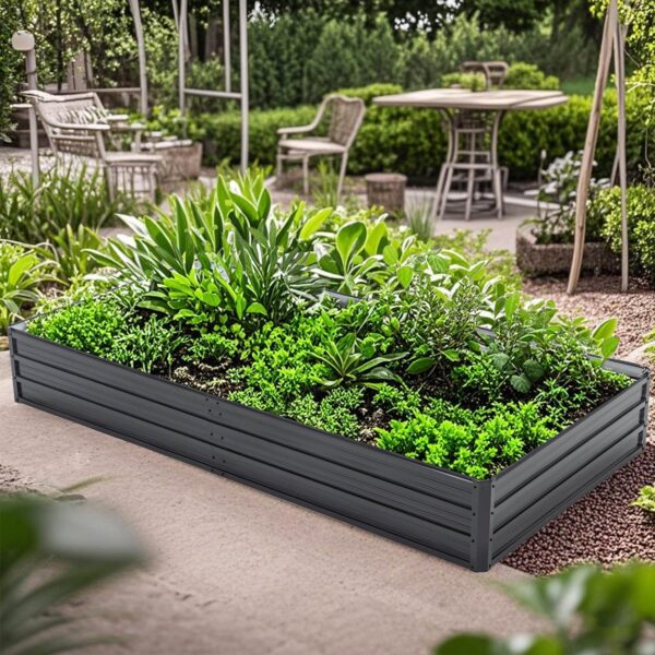 Outdoor Galvanized Raised Garden Bed Kit Black Rectangle Planter Outdoor Galvanized Raised Garden Bed Kit Black Rectangle Planter