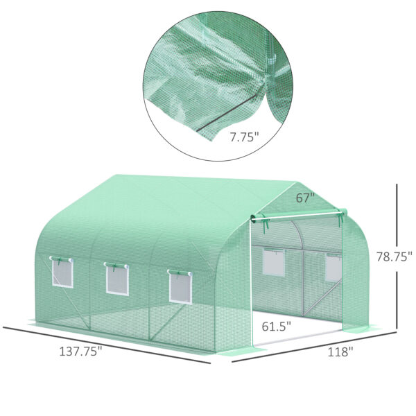 Outdoor Walk-in Tunnel Greenhouse 11.5 X 10 X 6.5 with Roll-up Windows