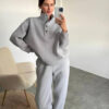 Oversized Solid Casual Pullovers Long Pant Set Warm Hoodie Tracksuit Oversized Solid Casual Pullovers Long Pant Set Warm Hoodie Tracksuit