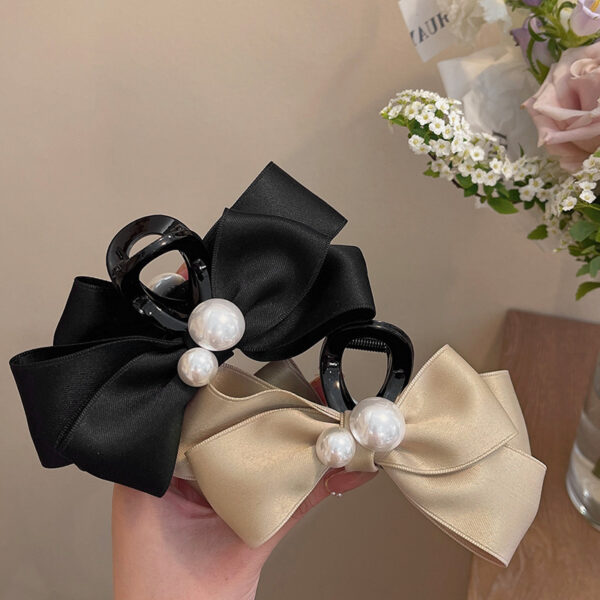 Pearl Bow Large Hair Clip Women's Headdress Pearl Bow Large Hair Clip Women's Headdress
