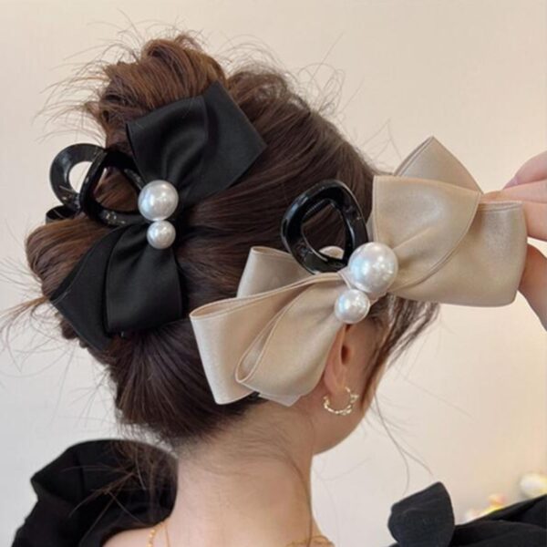 Pearl Bow Large Hair Clip Women's Headdress Pearl Bow Large Hair Clip Women's Headdress