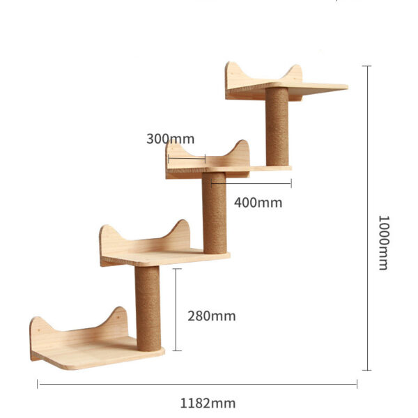 Pet Cat Climbing Frame Wall Type Solid Wood Hanging Platform Ladder