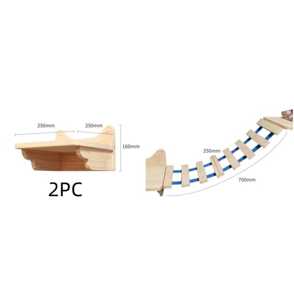 Pet Cat Climbing Frame Wall Type Solid Wood Hanging Platform Ladder