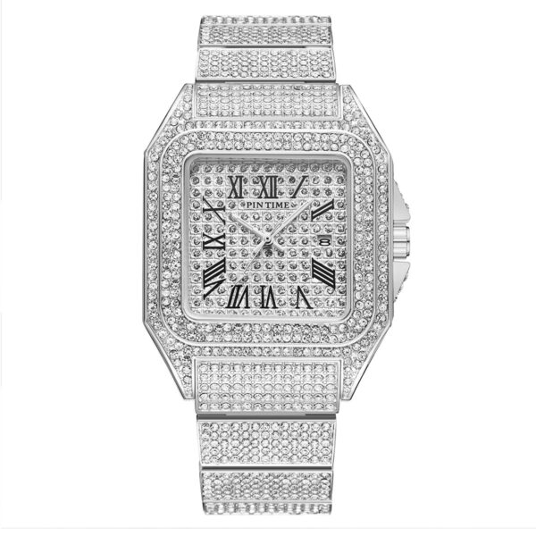 Pintime Men's Quartz Watch Square Diamond Pintime Men's Quartz Watch Square Diamond