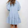 Plaid Printed Ruffle Dress V Neck Button Three-quarter Sleeves Dresses Plaid Printed Ruffle Dress V Neck Button Three-quarter Sleeves Dresses