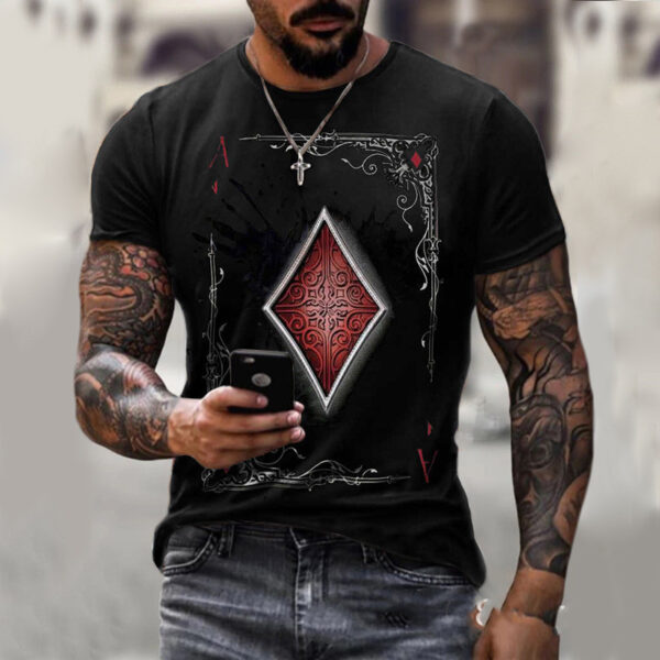 Playing Card Printing Men's T-shirt Top Playing Card Printing Men's T-shirt Top