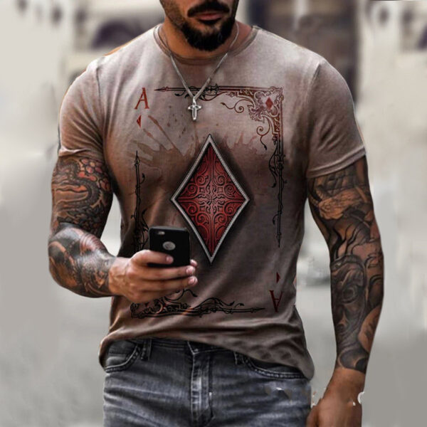 Playing Card Printing Men's T-shirt Top Playing Card Printing Men's T-shirt Top
