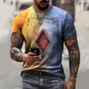 Playing Card Printing Men's T-shirt Top Playing Card Printing Men's T-shirt Top