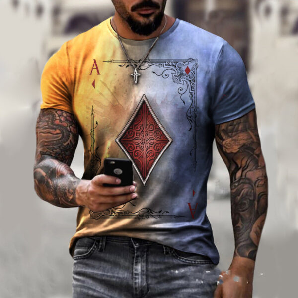 Playing Card Printing Men's T-shirt Top Playing Card Printing Men's T-shirt Top