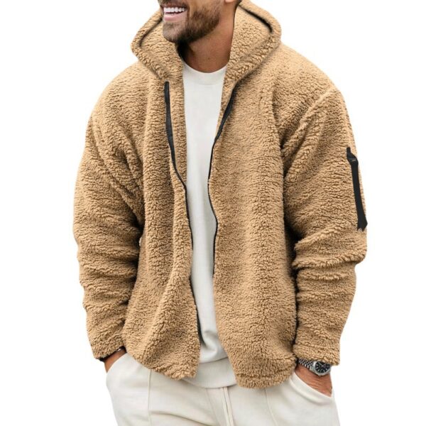 Plush Hooded Jacket Men's Autumn and Winter Fleece Double-sided Wear Plush Hooded Jacket Men's Autumn and Winter Fleece Double-sided Wear
