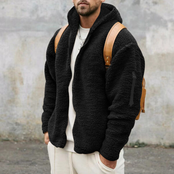 Plush Hooded Jacket Men's Autumn and Winter Fleece Double-sided Wear Plush Hooded Jacket Men's Autumn and Winter Fleece Double-sided Wear