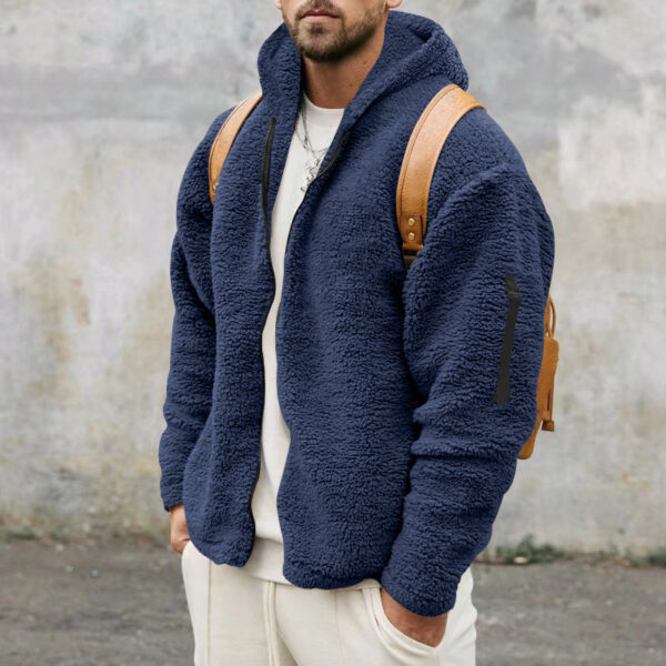 Plush Hooded Jacket Men's Autumn and Winter Fleece Double-sided Wear Plush Hooded Jacket Men's Autumn and Winter Fleece Double-sided Wear