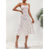 Polka Dot Print Suspender Dress Summer Sexy Split Long Dresses