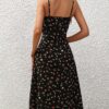 Polka Dot Print Suspender Dress Summer Sexy Split Long Dresses