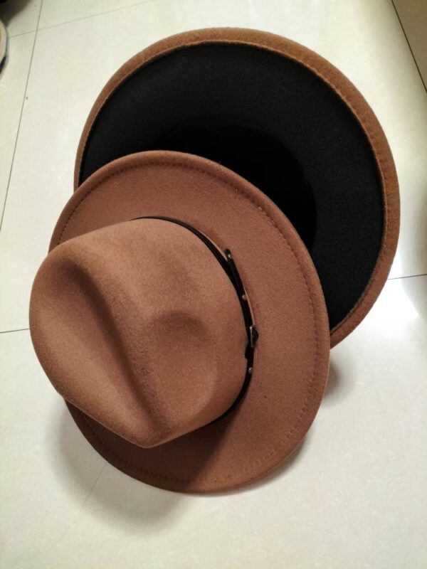 Popular Woolen Top Color Matching Flat Brim Fedora Jazz Hat Popular Woolen Top Color Matching Flat Brim Fedora Jazz Hat