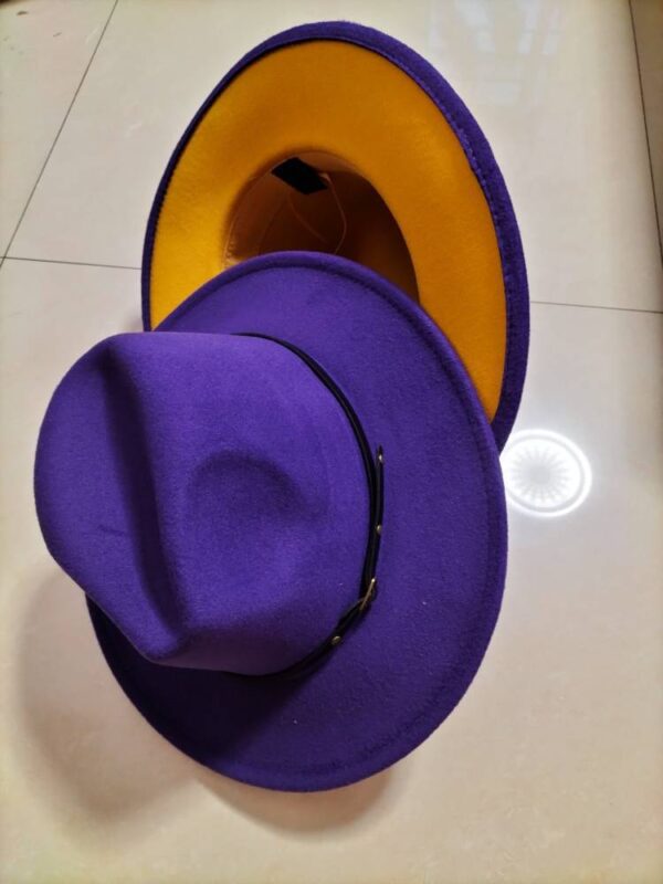 Popular Woolen Top Color Matching Flat Brim Fedora Jazz Hat Popular Woolen Top Color Matching Flat Brim Fedora Jazz Hat
