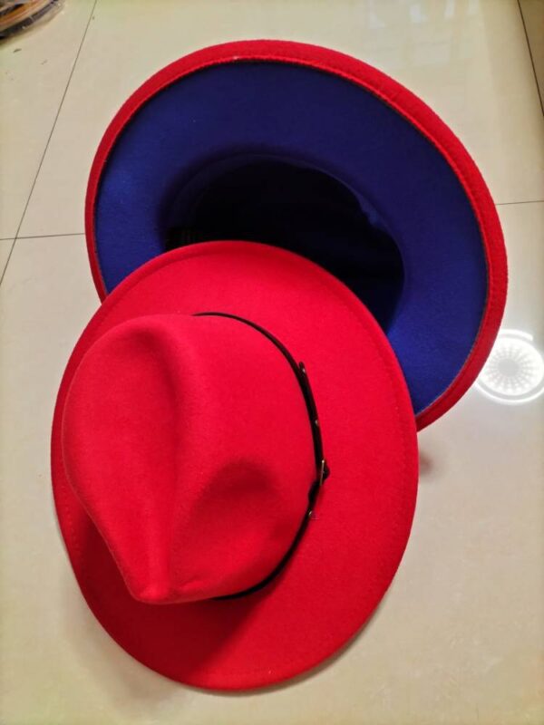 Popular Woolen Top Color Matching Flat Brim Fedora Jazz Hat Popular Woolen Top Color Matching Flat Brim Fedora Jazz Hat